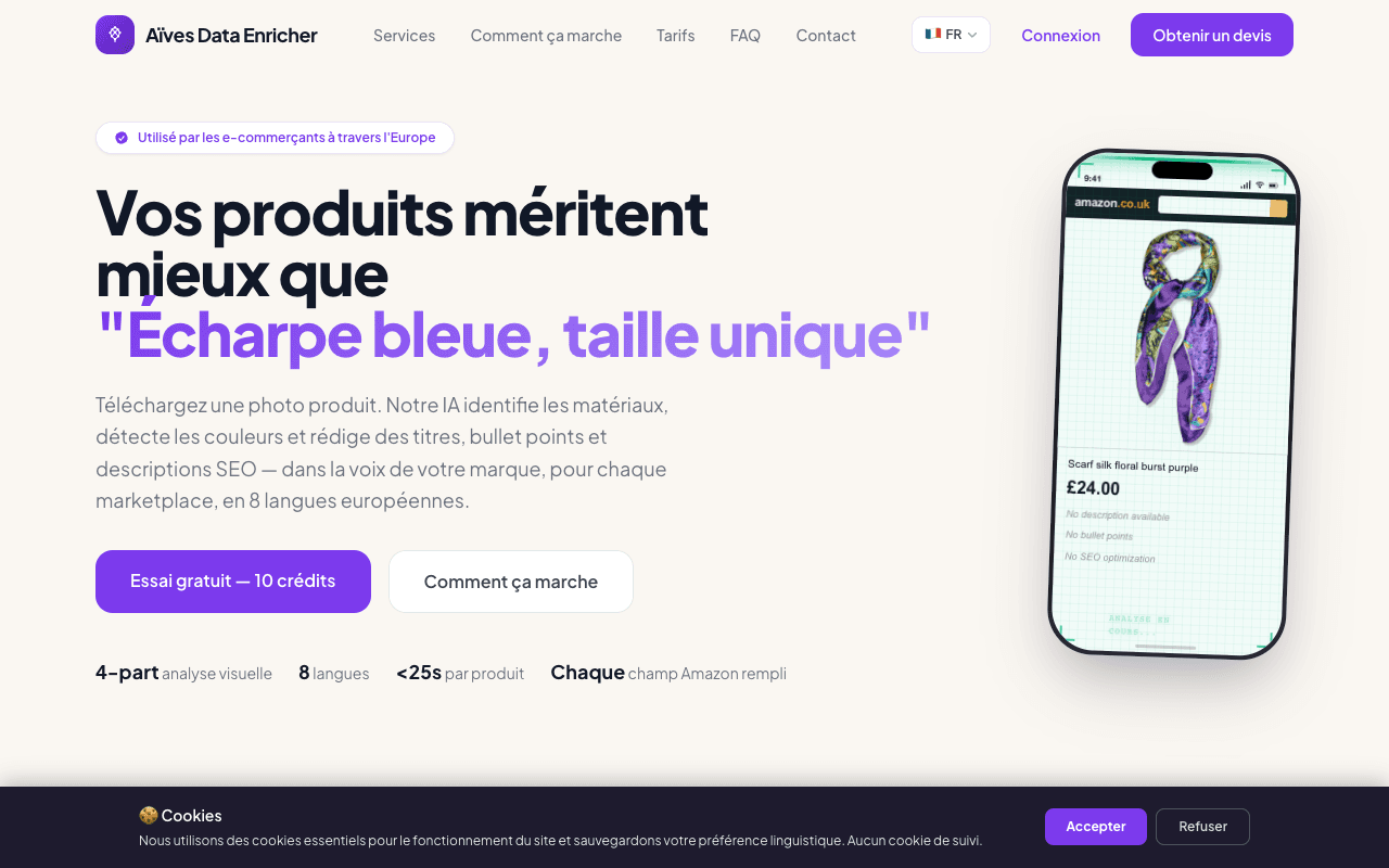 Aïves Data Enricher — enrichissement données produits IA